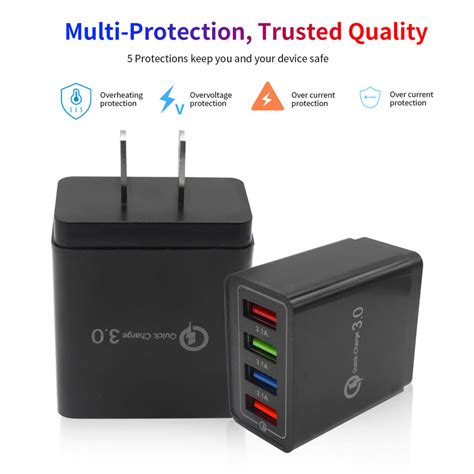 1 4pack 4 Port Fast Quick Charge Usb Hub Wall Charger Power Adapter Us Plug Ebay