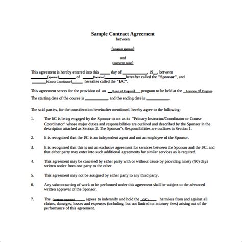 Free 13 Simple Contract Agreement Templates In Ms Word Pdf Hot Sex