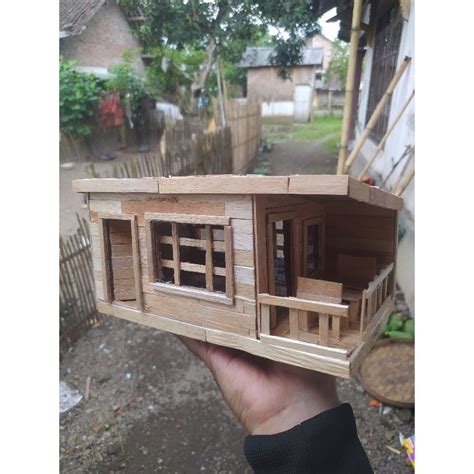 Jual Miniatur Rumah Gepeng Unik Dari Stick Es Krim Kerajinan Stick