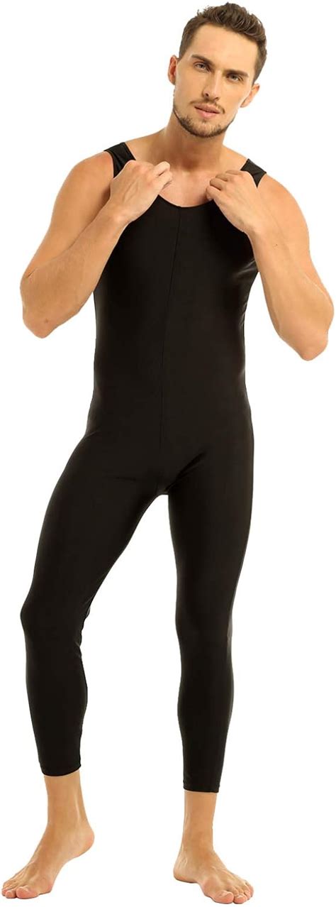 Tssoe Mens One Piece Sleeveless Full Body Tank Skin Tight Unitard