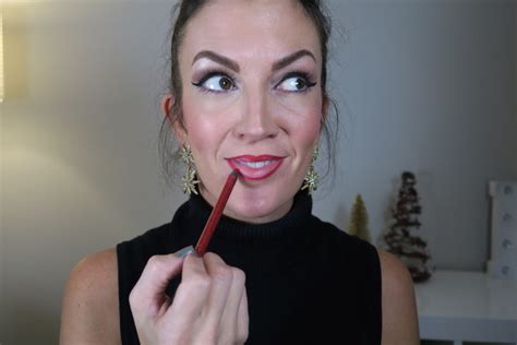 Fun Easy Holiday Red Glitter Lip Tutorial JennySue Makeup