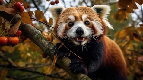 Premium Photo Cute Endangered Red Panda In Bamboo Forest