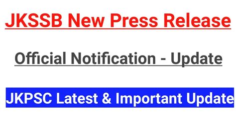 JKSSB New Press Release Official Notification JKPSC Jammu