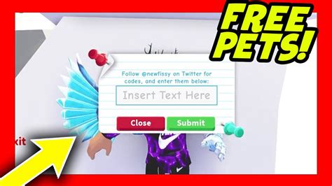 Roblox Adopt Me Codes For Free Legendary Pets Youtube