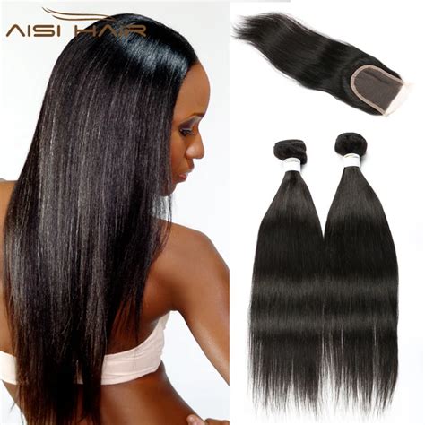 Brazilian Straight Hair With Closure Lace Closure Sew In Weave Sexy