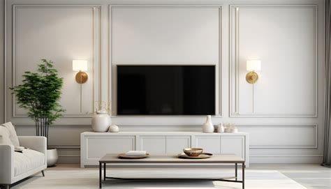 Premium AI Image | cabinets and wall for tv in living room white walls