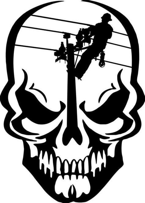 Lineman Skull Electrician Linemen Power Pole Car Truck Window Laptop