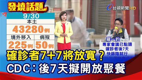 確診者77將放寬？ 指揮中心：後7天擬開放聚餐【發燒話題】 20220930 Youtube