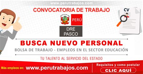 DIRECCIÓN DE EDUCACIÓN DRE PASCO CONVOCATORIAS 2025 Nuevos Empleos