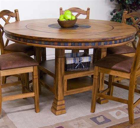 Sunny Designs Sedona Adjustable Height Round Table w/ Lazy Susan ...