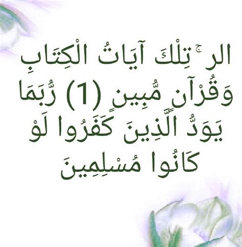 الر ۚ تِلْكَ آيَاتُ الْكِتَابِ وَقُرْآنٍ مُّبِينٍ 1 رُّبَمَا يَوَدُّ الَّذِينَ كَفَرُوا لَوْ