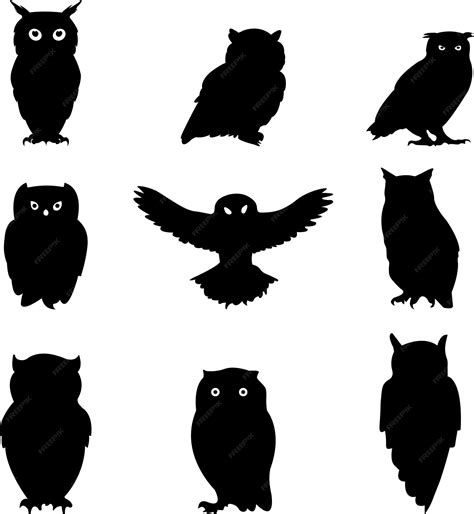 Premium Vector | Silhouette black owl bird flat illustration