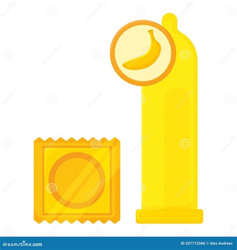 Banana Tasty Type And Color Package Condom Label Concept Latex