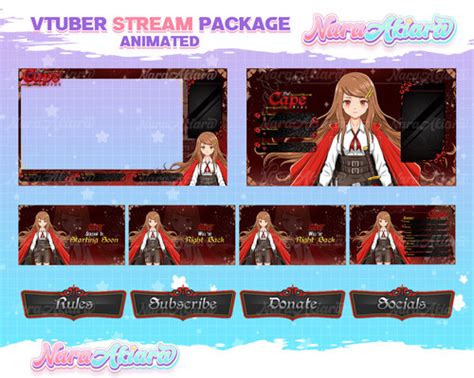Elevate Your Stream With The Anime Red Cape Girl Overlay Stream Package