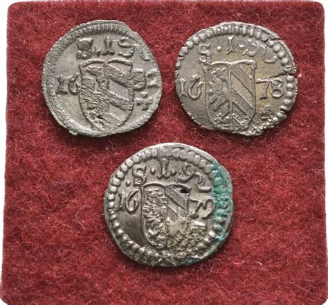 Nürnberg Stadt Einseitiger Pfennig Lot 3 Stück 1678 1679 und 1682 f