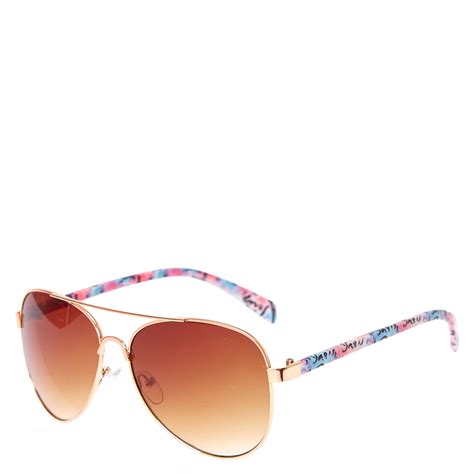 Rose Gold Aviator Paris Print Fake Glasses Claires Us