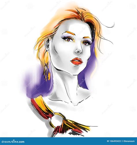 Watercolor Fashion Illustration With Beautiful Girl Stock Illustration Illustration Of