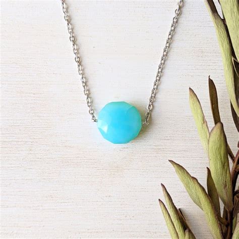 Blue Chalcedony Necklace Blue Chalcedony Pendant Aqua Stone Etsy