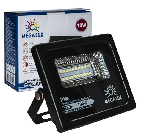 Compra Megaluz Reflector Flat Led W Negro R W Cyberpuerta Mx