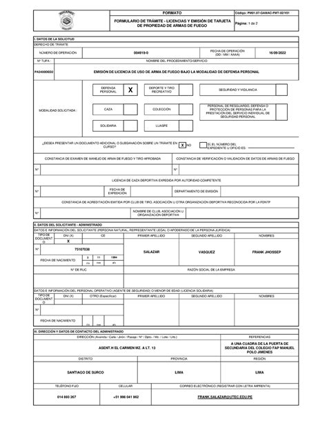 1 Formulario de Trámite Licencias y Emisión de Tarjetas de Propiedad