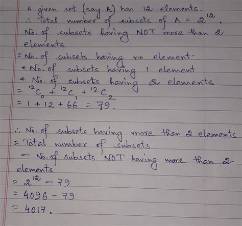 Solved If A Given Set Has Twelve Elements How Many Of Its Subsets