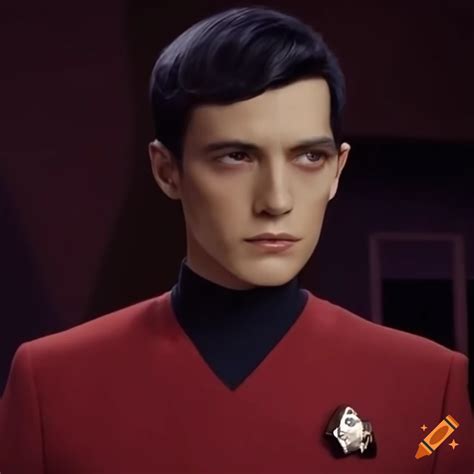 Vulcan Lieutenant In Red Starfleet Uniform On Craiyon