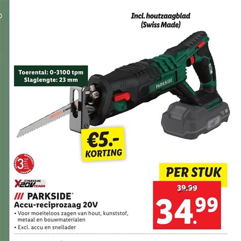 Parkside Accu Reciprozaag 20V Aanbieding Bij Lidl