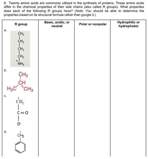 Solved 9. Twenty amino acids are commonly utilized in the | Chegg.com 
