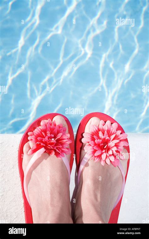 Woman Wearing Flip Flops Close Up Stock Photo 13896971 Alamy