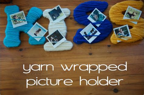 Yarn Wrapped Photo Holders Are On The Floor