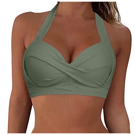 Aayomet Bikini Tops For Women Solid Color Cropped Tankini Tops No