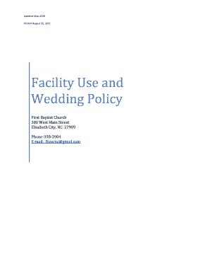 Fillable Online Facility Use And Wedding Policy First Baptist Church