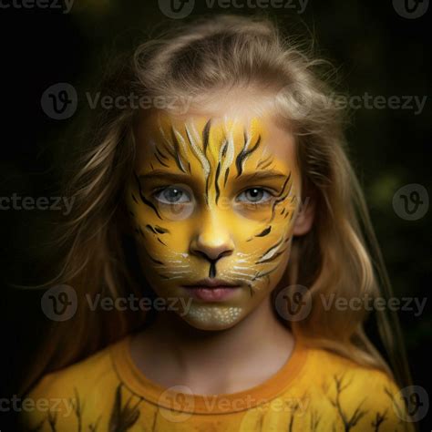 A girl with a tiger face Generated 23806438 Stock Photo at Vecteezy