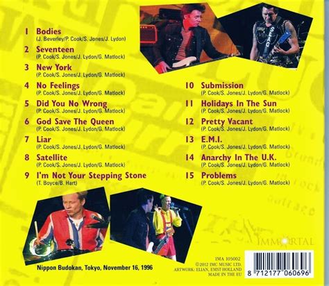 SEX PISTOLS LIVE AT BUDOKAN 1996 America Dvd