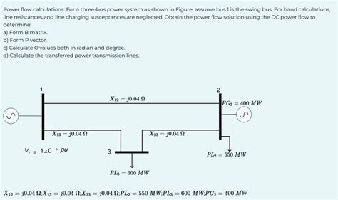 Solved Power Flow Calculations For A Three Bus Power System Chegg