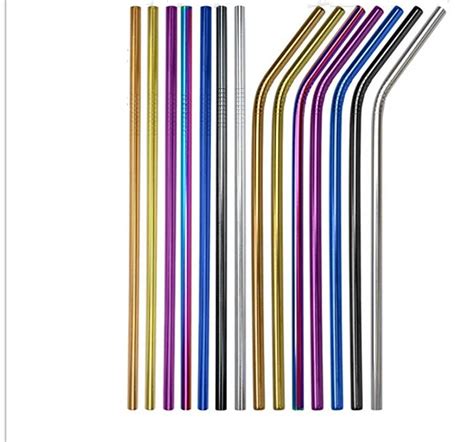 500pcs 265mm 6mm Colorful Straw 304 Stainless Steel Straws Reusable