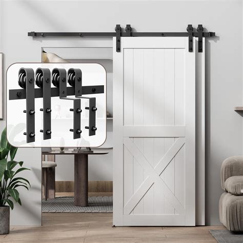 6ft Bypass Sliding Barn Door Hardware Kit Double Track For Double Door Heavy Duty