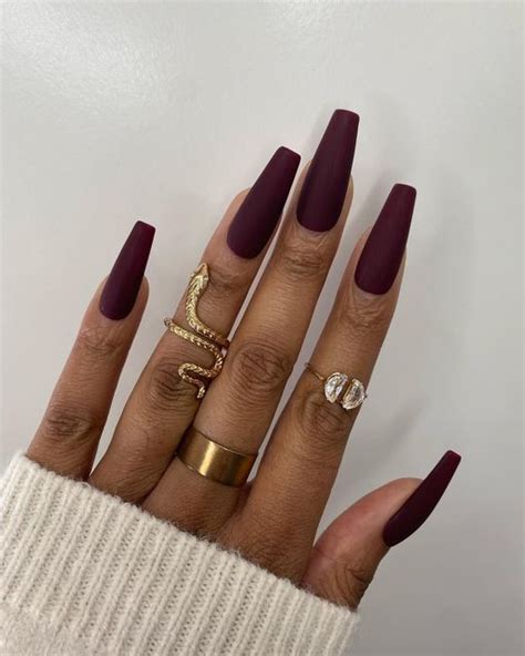 Exploring The Latest Matte Nail Colors For Winter 2023 2024 22 Ideas Burgundy Acrylic Nails