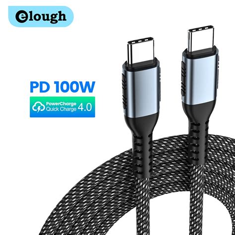 Elough USB C To USB Type C Cable 100W 60W PD Type C Fast Charging Cord