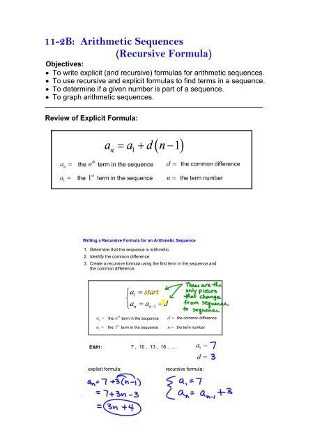 Arithmetic Sequence Recursive Formula