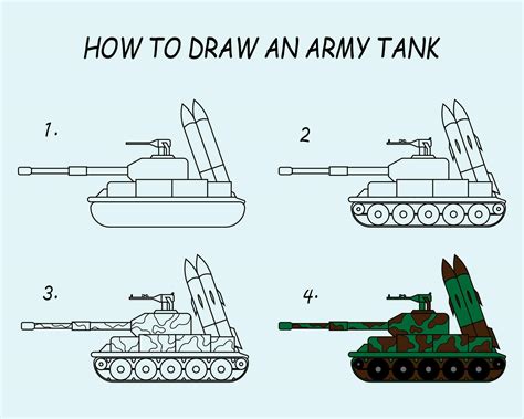 Step by step to draw a Tank. Drawing tutorial a Tank. Drawing lesson ...