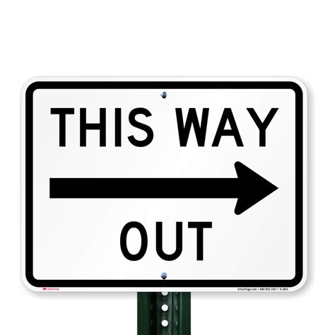 This Way Out Right Arrow Sign, SKU: K-2841