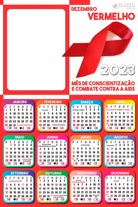 Calendário 2023 Campanha Dezembro Vermelho Moldura Png Montar Imagem