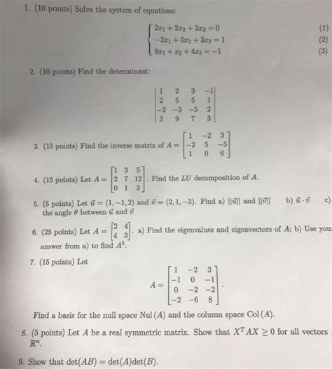 Solved 1 10 Points Solve The System Of Equations 21