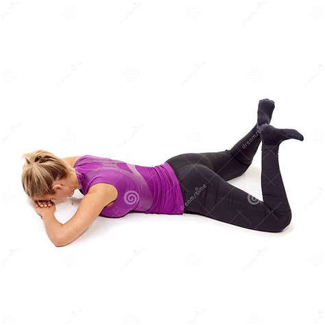 Isolated Aerobics A Young Woman Lying On Her Stomach And Clenching Her