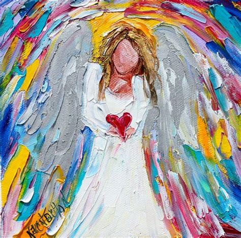 Angel Of My Heart Painting Original Oil 6x6 Palette Knife Impressionism