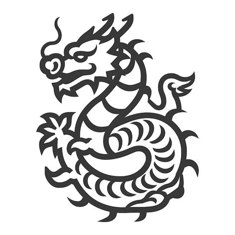 Stylized Black And White Dragon Illustration Premium Ai Generated Vector