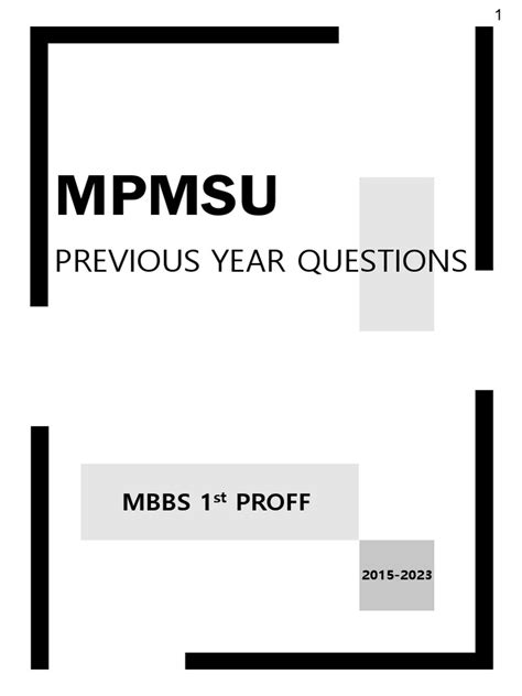 MPMSU MBBS 1st Year Previous Year Questions (2015-2023) | PDF