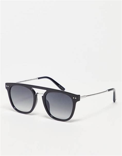 Aldo Aviator Retro Sunglasses In Black Asos