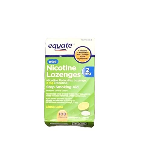 Equate Mini Nicotine Polacrilex Lozenge 2 Mg Citrus Flavor 108 Count